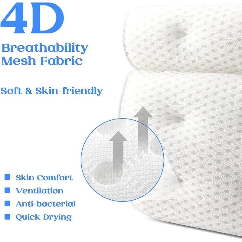 Ergonomic Air Mesh Bath Pillow with Non - Slip Suction Cups - Somnio - Sleep Galleria