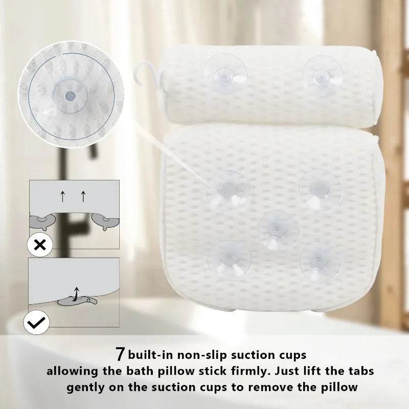 Ergonomic Air Mesh Bath Pillow with Non - Slip Suction Cups - Somnio - Sleep Galleria
