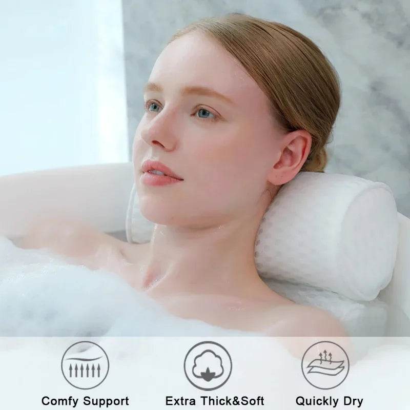 Ergonomic Air Mesh Bath Pillow with Non - Slip Suction Cups - Somnio - Sleep Galleria