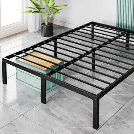 Heavy - Duty Metal Platform Bed Frame with Elevated Storage - Somnio - Sleep Galleria