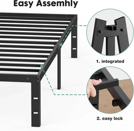 Heavy - Duty Metal Platform Bed Frame with Elevated Storage - Somnio - Sleep Galleria