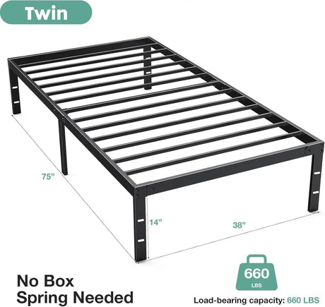 Heavy - Duty Metal Platform Bed Frame with Elevated Storage - Somnio - Sleep Galleria