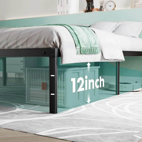 Heavy - Duty Metal Platform Bed Frame with Elevated Storage - Somnio - Sleep Galleria