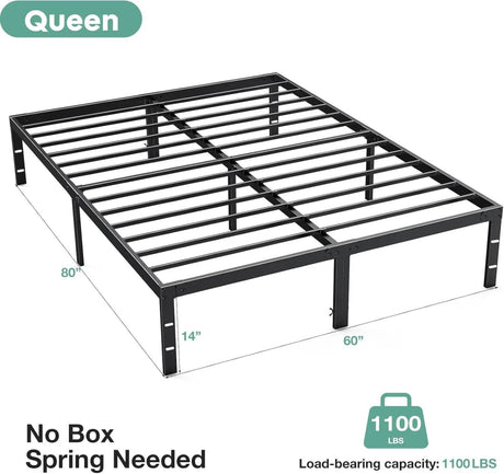 Heavy - Duty Metal Platform Bed Frame with Elevated Storage - Somnio - Sleep Galleria