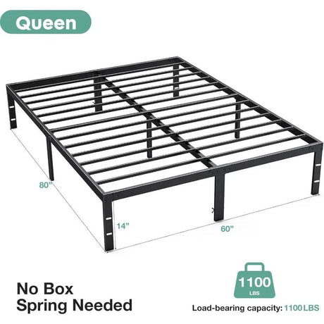 Heavy - Duty Metal Platform Bed Frame with Elevated Storage - Somnio - Sleep Galleria