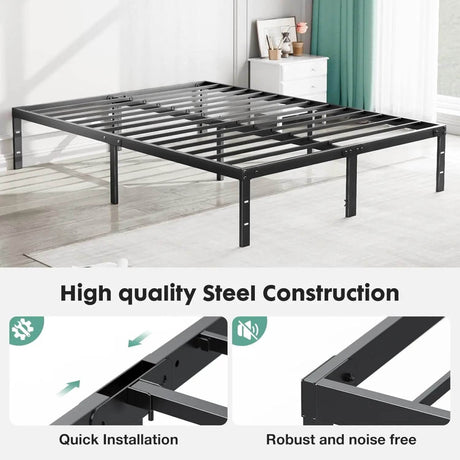 Heavy - Duty Metal Platform Bed Frame with Elevated Storage - Somnio - Sleep Galleria