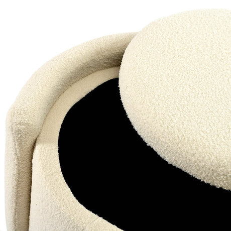 Round Storage Ottoman Soft Teddy Wool Footstool - Somnio - Sleep Galleria