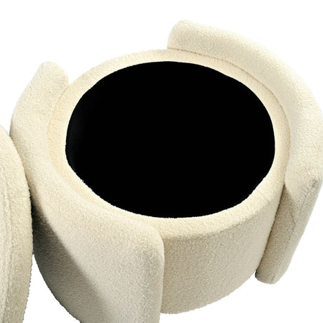 Round Storage Ottoman Soft Teddy Wool Footstool - Somnio - Sleep Galleria
