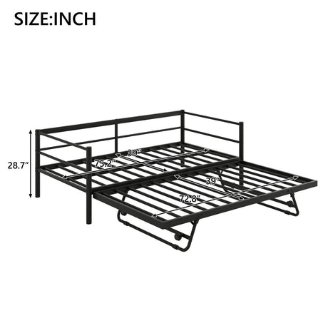 Twin Metal Daybed With LED Lighting And Adjustable Trundle - Somnio - Sleep Galleria