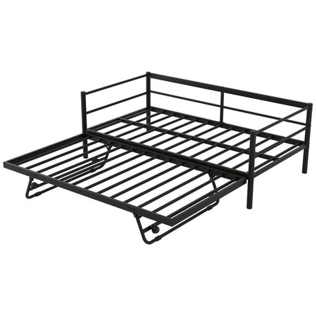 Twin Metal Daybed With LED Lighting And Adjustable Trundle - Somnio - Sleep Galleria