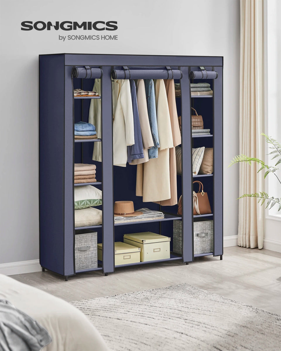 Portable Fabric Closet Wardrobe With Hanging Rod Organizer - SONGMICS - Sleep Galleria