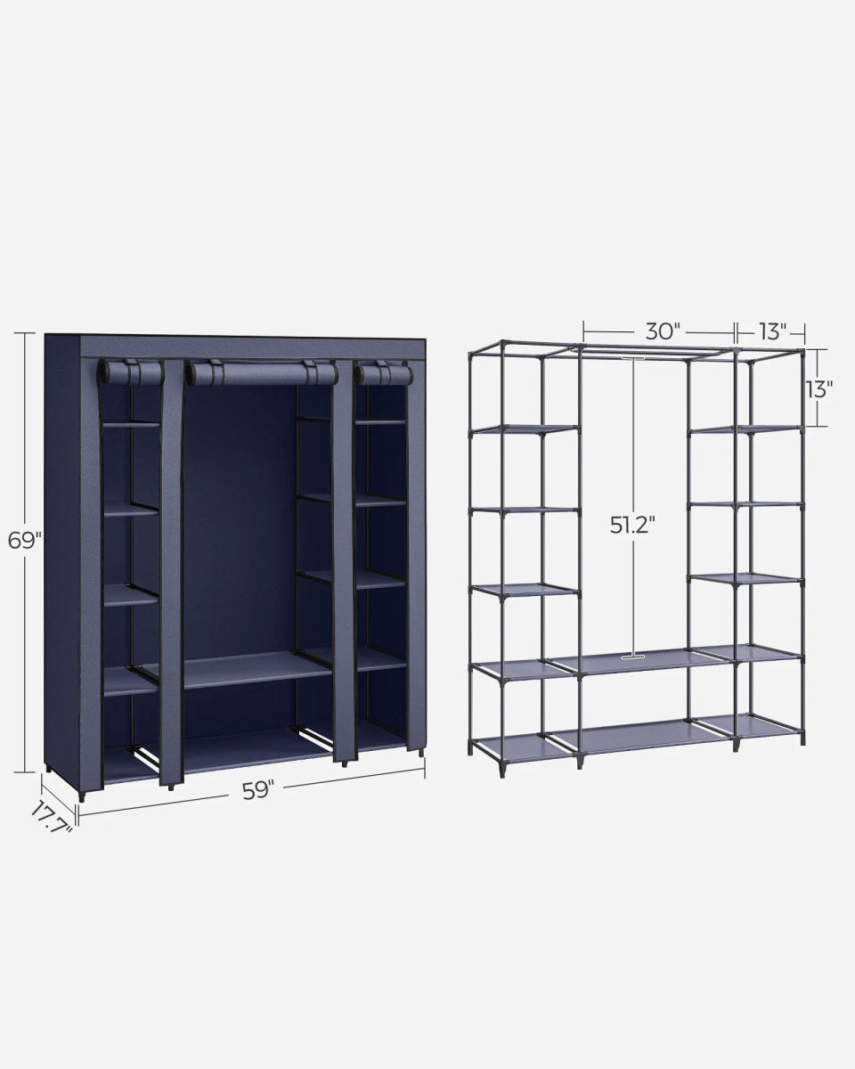 Portable Fabric Closet Wardrobe With Hanging Rod Organizer - SONGMICS - Sleep Galleria