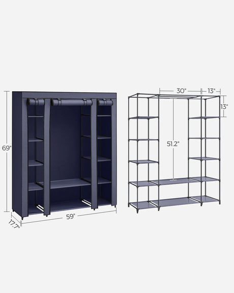 Portable Fabric Closet Wardrobe With Hanging Rod Organizer - SONGMICS - Sleep Galleria