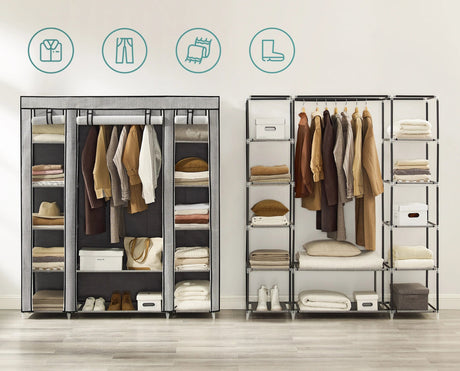 Portable Fabric Closet Wardrobe With Hanging Rod Organizer - SONGMICS - Sleep Galleria