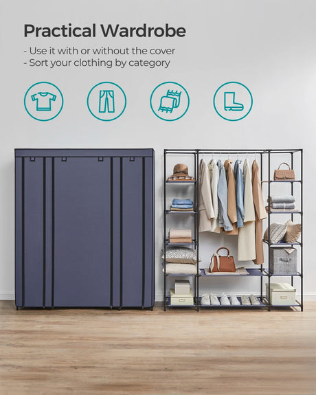 Portable Fabric Closet Wardrobe With Hanging Rod Organizer - SONGMICS - Sleep Galleria