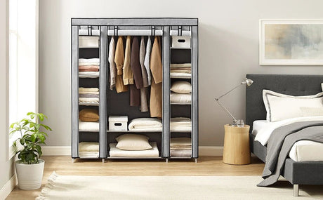 Portable Fabric Closet Wardrobe With Hanging Rod Organizer - SONGMICS - Sleep Galleria