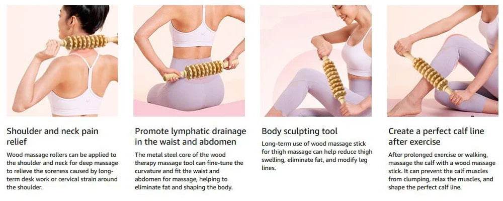Wooden Curved Body Massage Roller For Cellulite Relief - STAWHO - Sleep Galleria