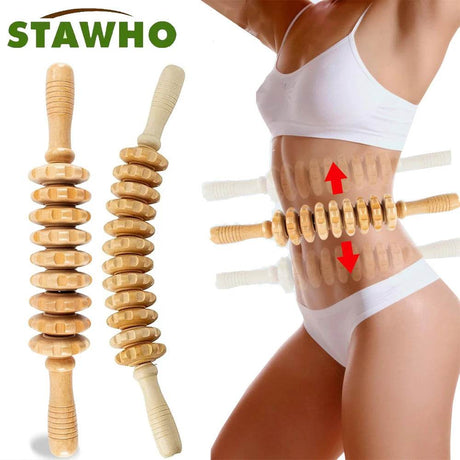 Wooden Curved Body Massage Roller For Cellulite Relief - STAWHO - Sleep Galleria