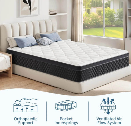 10 Inch Hybrid Memory Foam Mattress with Pocket Springs - Sleep Galleria