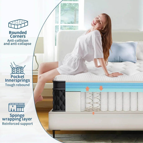 10 Inch Hybrid Memory Foam Mattress with Pocket Springs - Sleep Galleria