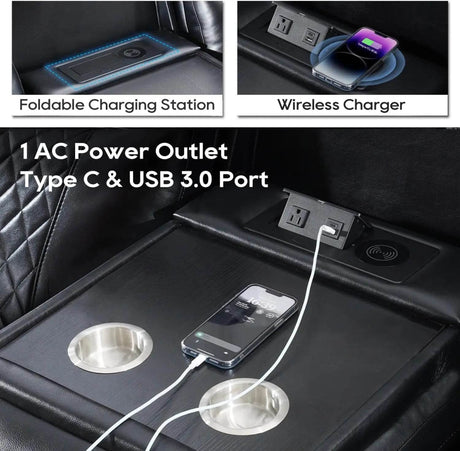 Power Reclining 3 - Seater Sofa With Wireless Charger - TODRANI - Sleep Galleria