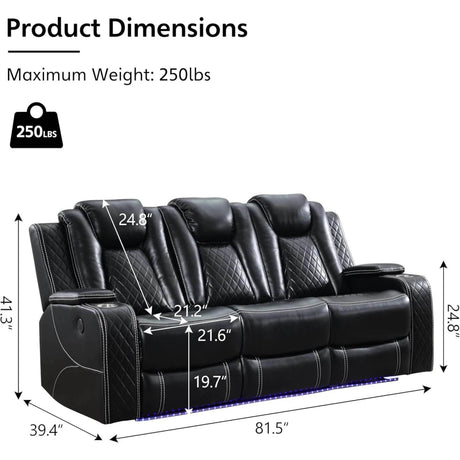 Power Reclining 3 - Seater Sofa With Wireless Charger - TODRANI - Sleep Galleria