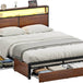 Metal Platform Bed Frame with Storage Headboard, 4 Drawers, LED Lights, and Charging Station - Tongyue - Sleep Galleria