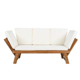 Outdoor Adjustable Acacia Wood Patio Daybed With Cushions - Sleep Galleria
