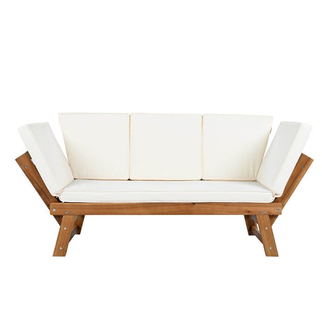 Outdoor Adjustable Acacia Wood Patio Daybed With Cushions - Sleep Galleria