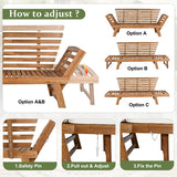Outdoor Adjustable Acacia Wood Patio Daybed With Cushions - Sleep Galleria