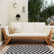 Outdoor Adjustable Acacia Wood Patio Daybed With Cushions - Sleep Galleria