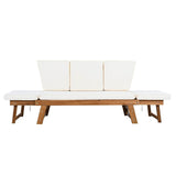 Outdoor Adjustable Acacia Wood Patio Daybed With Cushions - Sleep Galleria