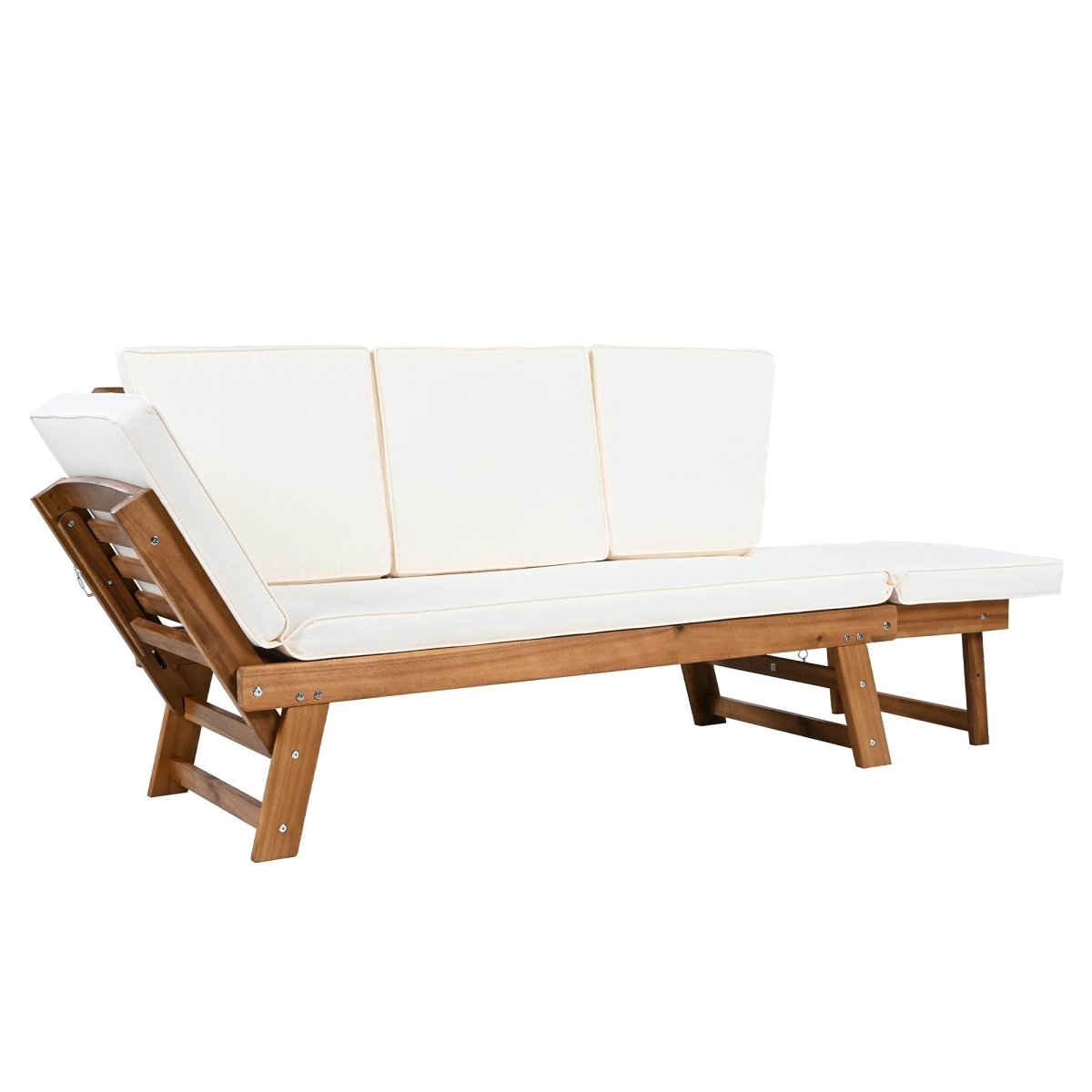 Outdoor Adjustable Acacia Wood Patio Daybed With Cushions - Sleep Galleria