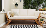 Outdoor Adjustable Acacia Wood Patio Daybed With Cushions - Sleep Galleria