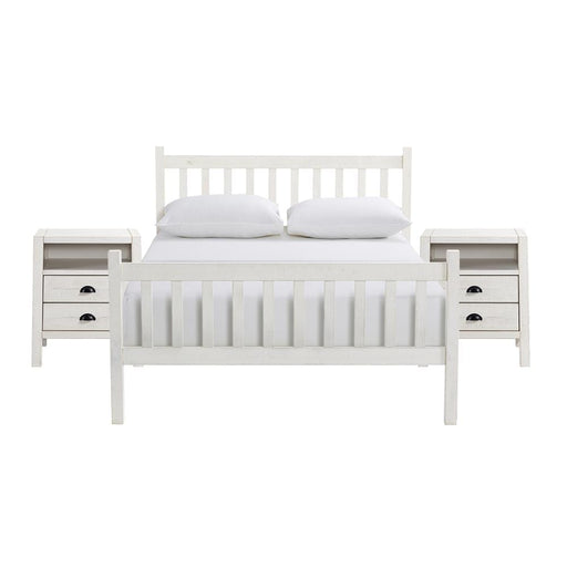 Trademark Global, Inc. Furniture > Home Furniture-Bedroom Furniture-Beds Windsor 3-Piece Bedroom Set with Slat Full Bed and 2 Nightstands, White