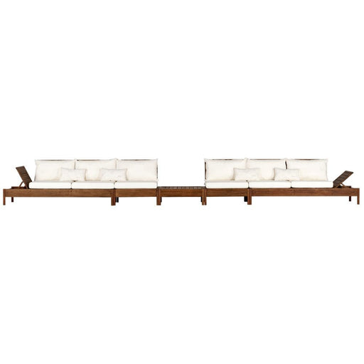 Trademark Global, Inc. Furniture > Home Furniture-Living Room Furniture-Seating Furniture-Guest Chairs & Sofas-Sofas & Loveseats Sets Grass Eucalyptus Wood Outdoor Sectional Chaise Lounge and Sofa with Cushions