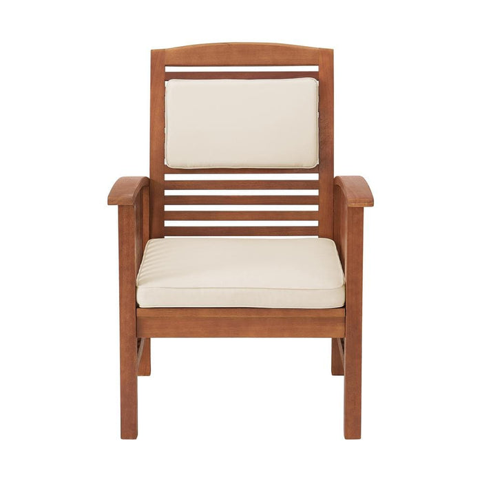 Trademark Global, Inc. Furniture > Home Furniture-Living Room Furniture-Seating Furniture-Guest Chairs & Sofas-Sofas & Loveseats Sets Lyndon Eucalyptus Wood 3-Piece Set with Set of 2 Chairs with Cushions and Cocktail Table