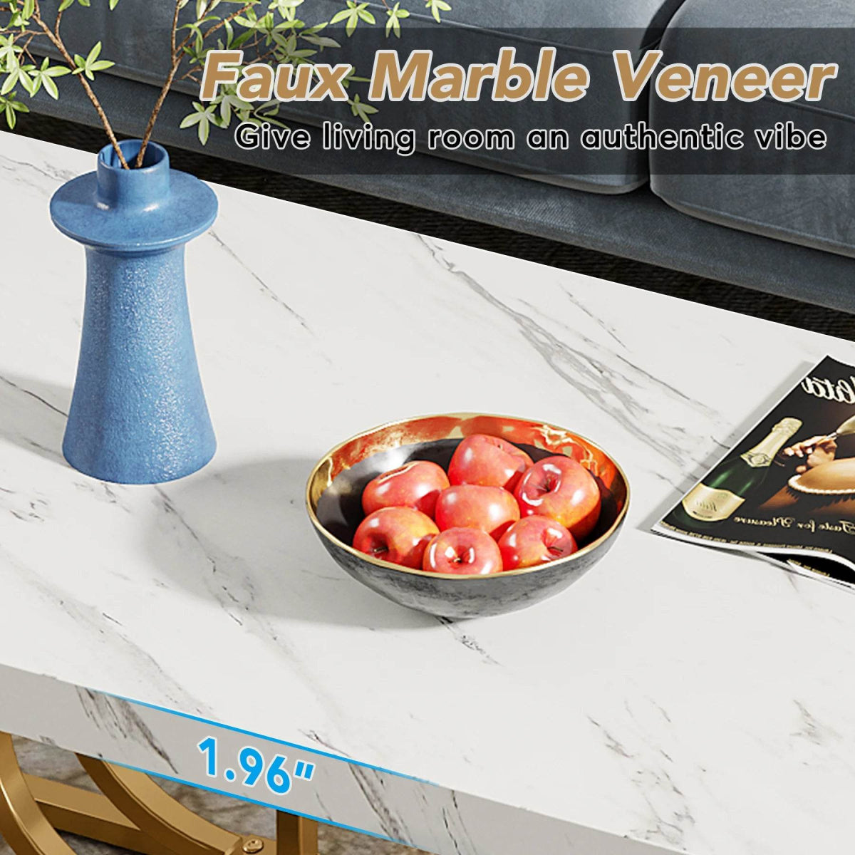 Modern 2-Tier Rectangular Marble Veneer Coffee Table - Sleep Galleria