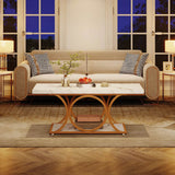 Modern 2-Tier Rectangular Marble Veneer Coffee Table - Sleep Galleria