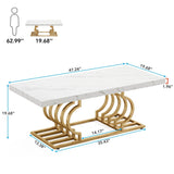 Modern 2-Tier Rectangular Marble Veneer Coffee Table - Sleep Galleria