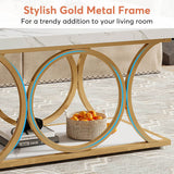 Modern 2-Tier Rectangular Marble Veneer Coffee Table - Sleep Galleria