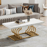 Modern 2-Tier Rectangular Marble Veneer Coffee Table - Sleep Galleria