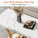 Modern 2-Tier Rectangular Marble Veneer Coffee Table - Sleep Galleria