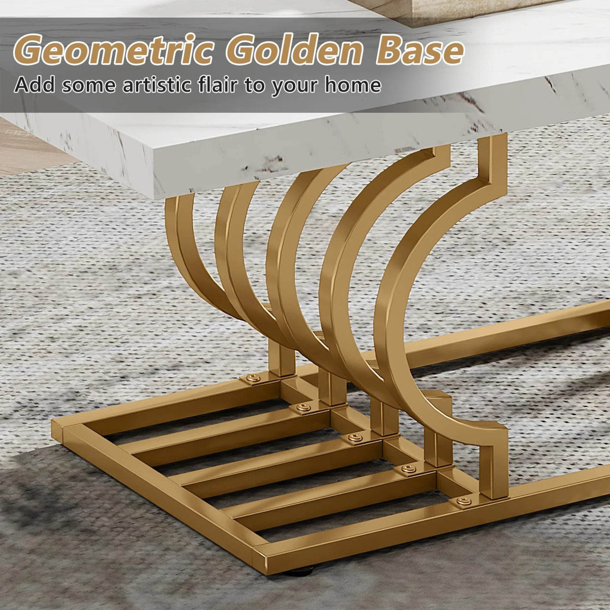 Modern 2-Tier Rectangular Marble Veneer Coffee Table - Sleep Galleria