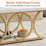 Modern 2-Tier Rectangular Marble Veneer Coffee Table - Sleep Galleria