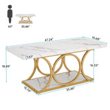 Modern 2-Tier Rectangular Marble Veneer Coffee Table - Sleep Galleria
