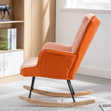 Modern Cotton Linen Upholstered Rocking Chair With Armrests - Sleep Galleria
