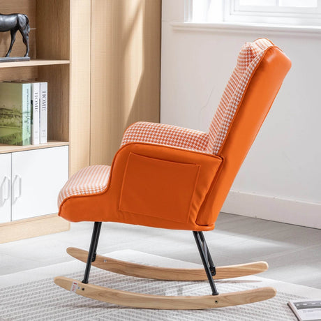 Modern Cotton Linen Upholstered Rocking Chair With Armrests - Sleep Galleria