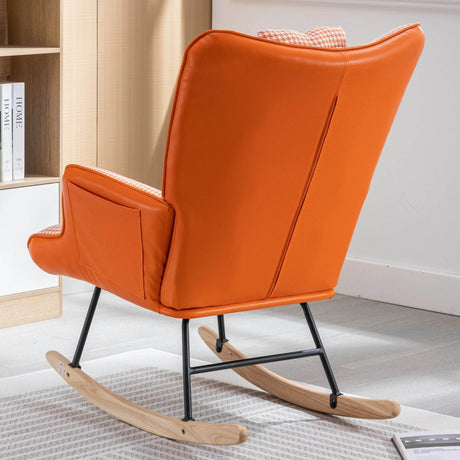 Modern Cotton Linen Upholstered Rocking Chair With Armrests - Sleep Galleria