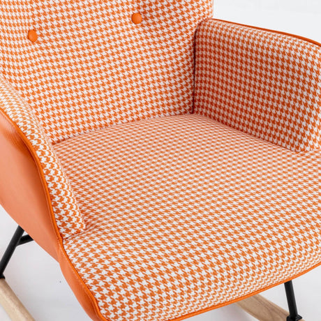 Modern Cotton Linen Upholstered Rocking Chair With Armrests - Sleep Galleria